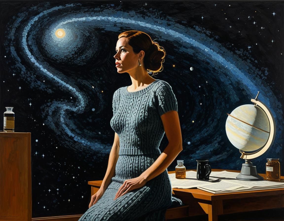 Astronomer in Space: A Chiaroscuro Dreamscape