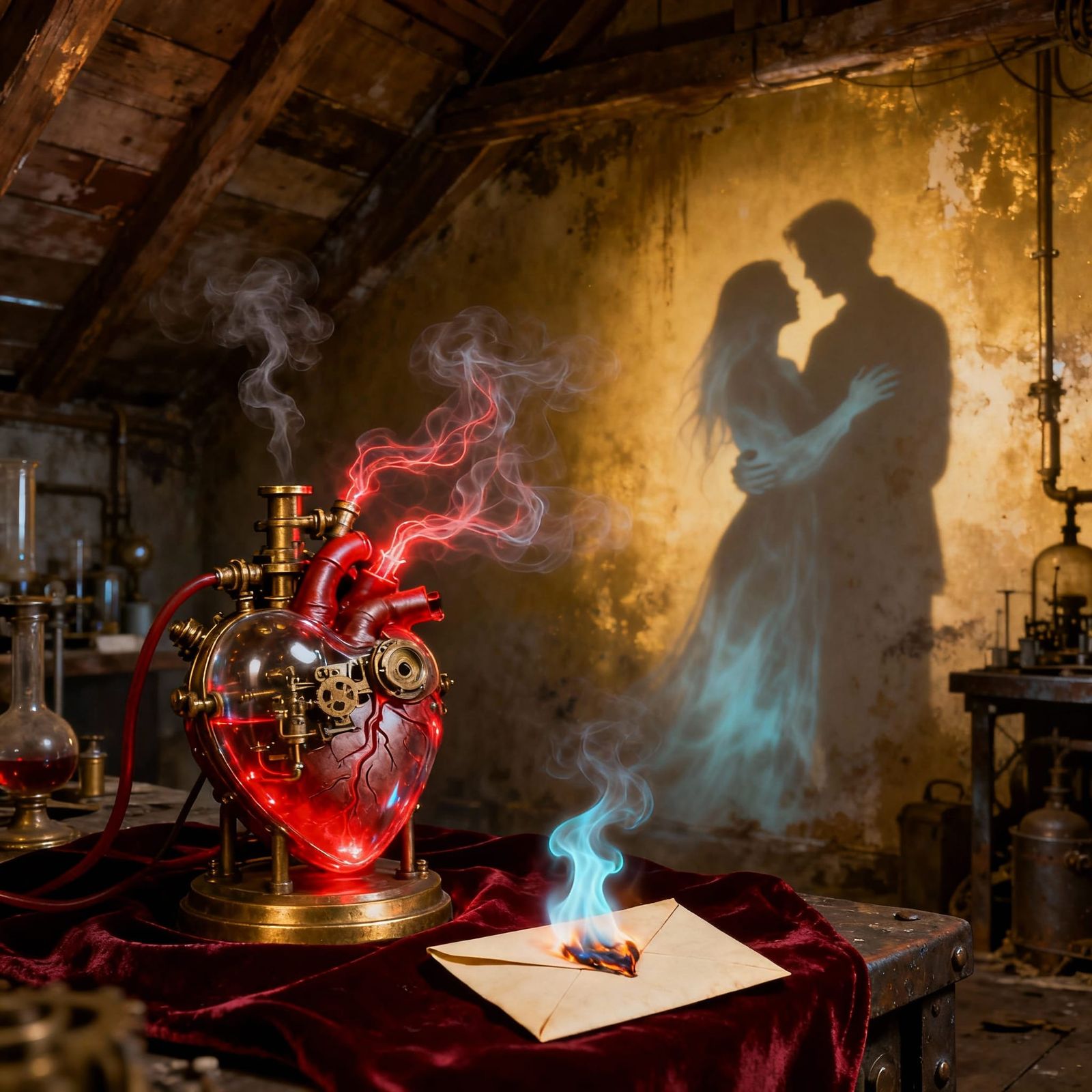 Steampunk Mechanical Heart with Glowing Energy