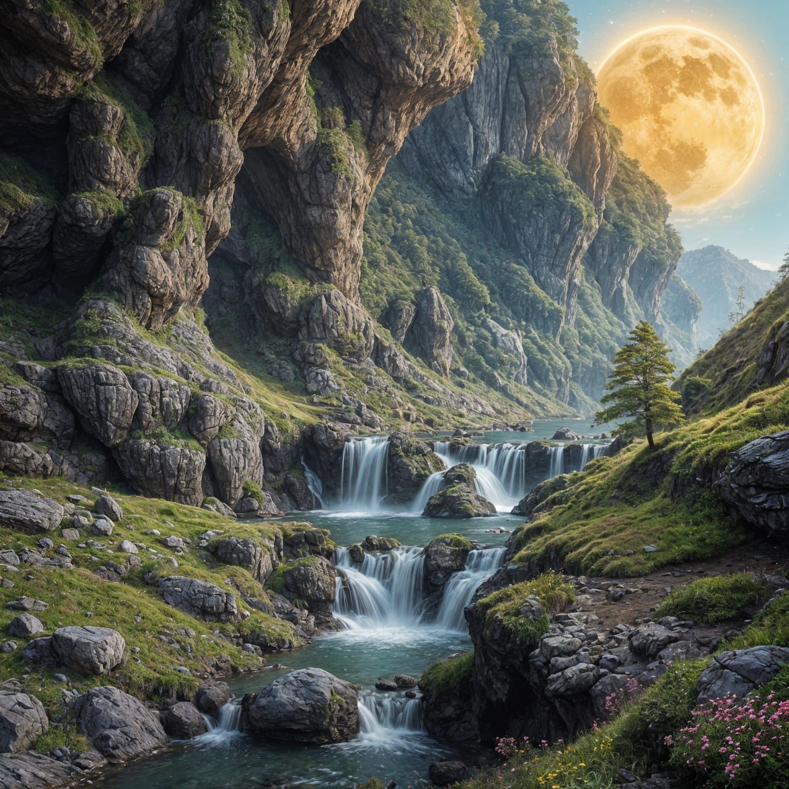 Cosmic Waterfall with Fractal Eyes