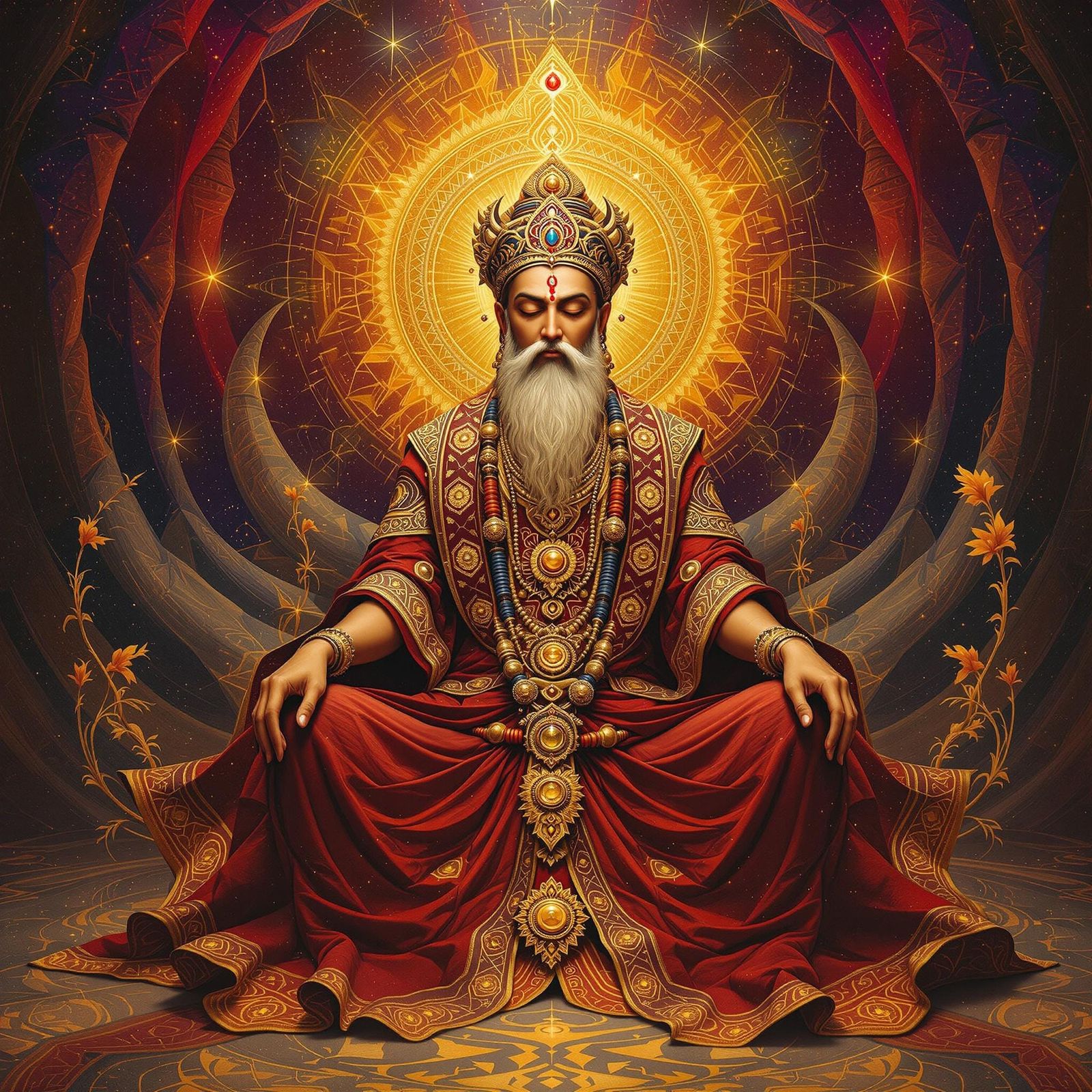 Bṛhaspati Guru in Mystical Realm, Surreal Style