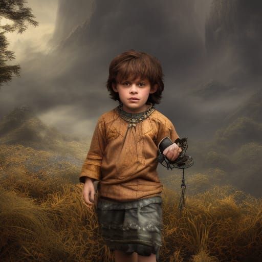 Detailed Portrait of a Brown-Haired Boy