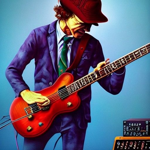 Angus Young of AC/DC in Hyperdetailed Digital Illustration