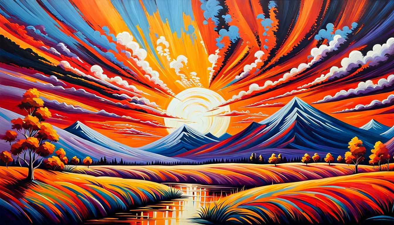 Dramatic Landscape Painting with Palette Knife Strokes