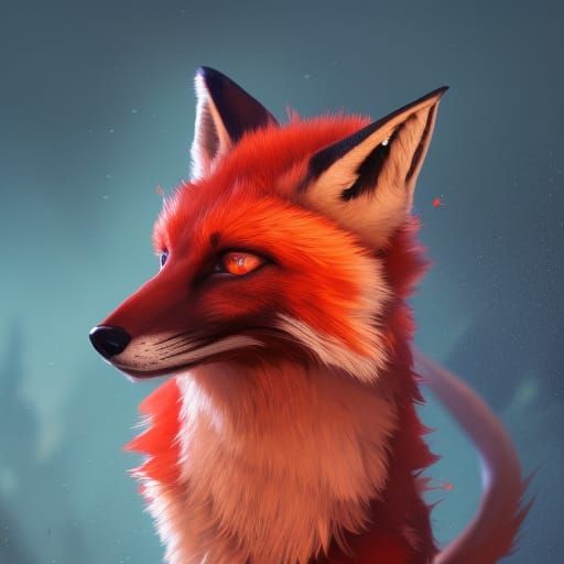 Red Fox Portrait: Dynamic Lighting, Detailed Digital Art