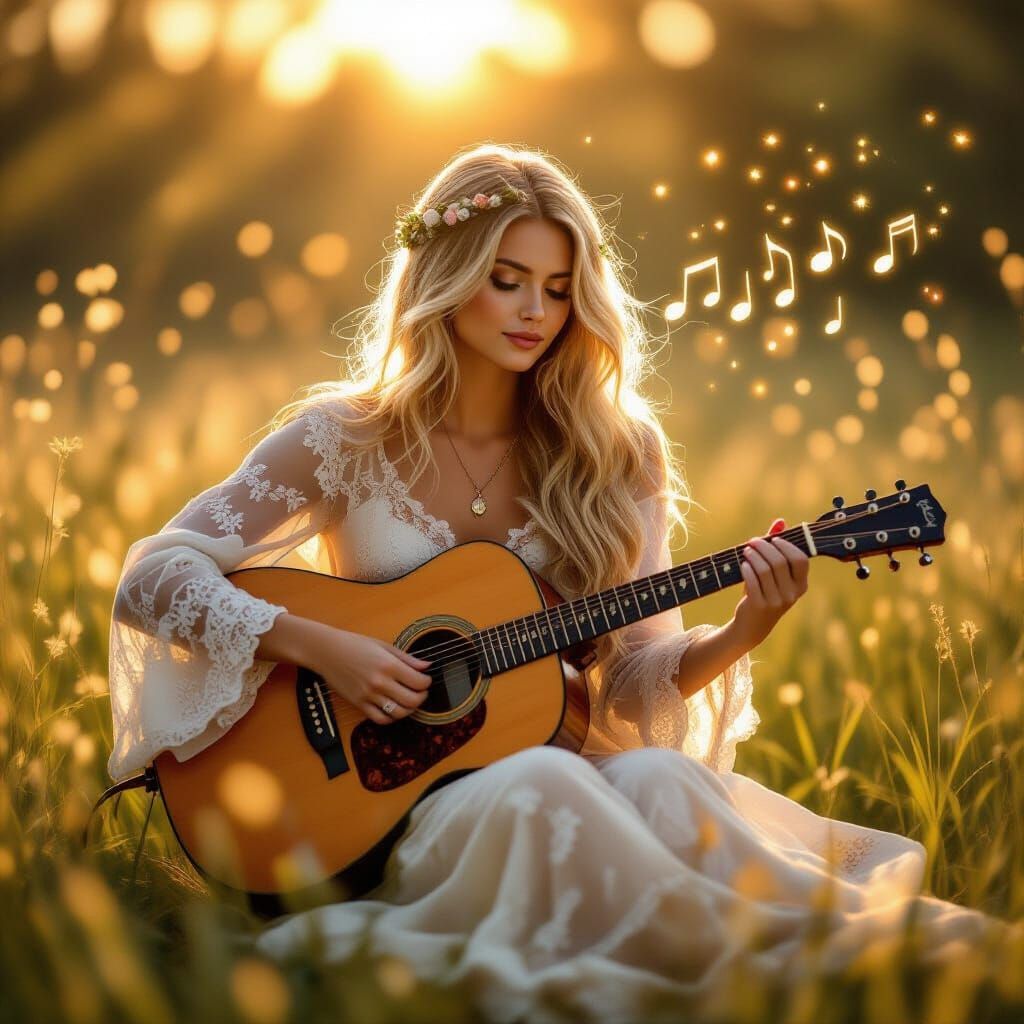 Ethereal Folk Musician in Sunlit Glade