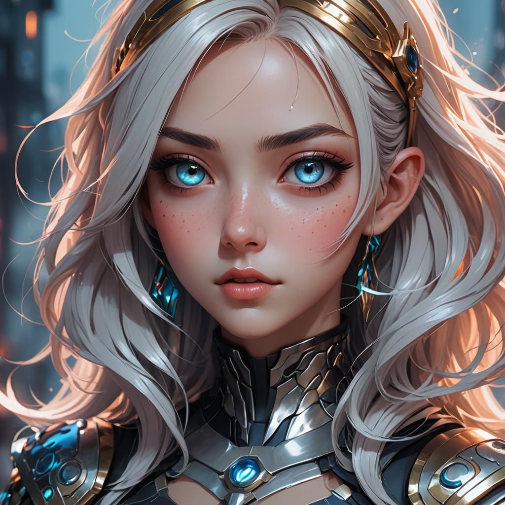 Girl with Powerful Eyes, Digital Art Style