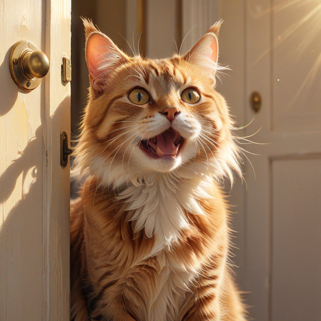 Whimsical Morning Feline Portrayal in Pastel Hues