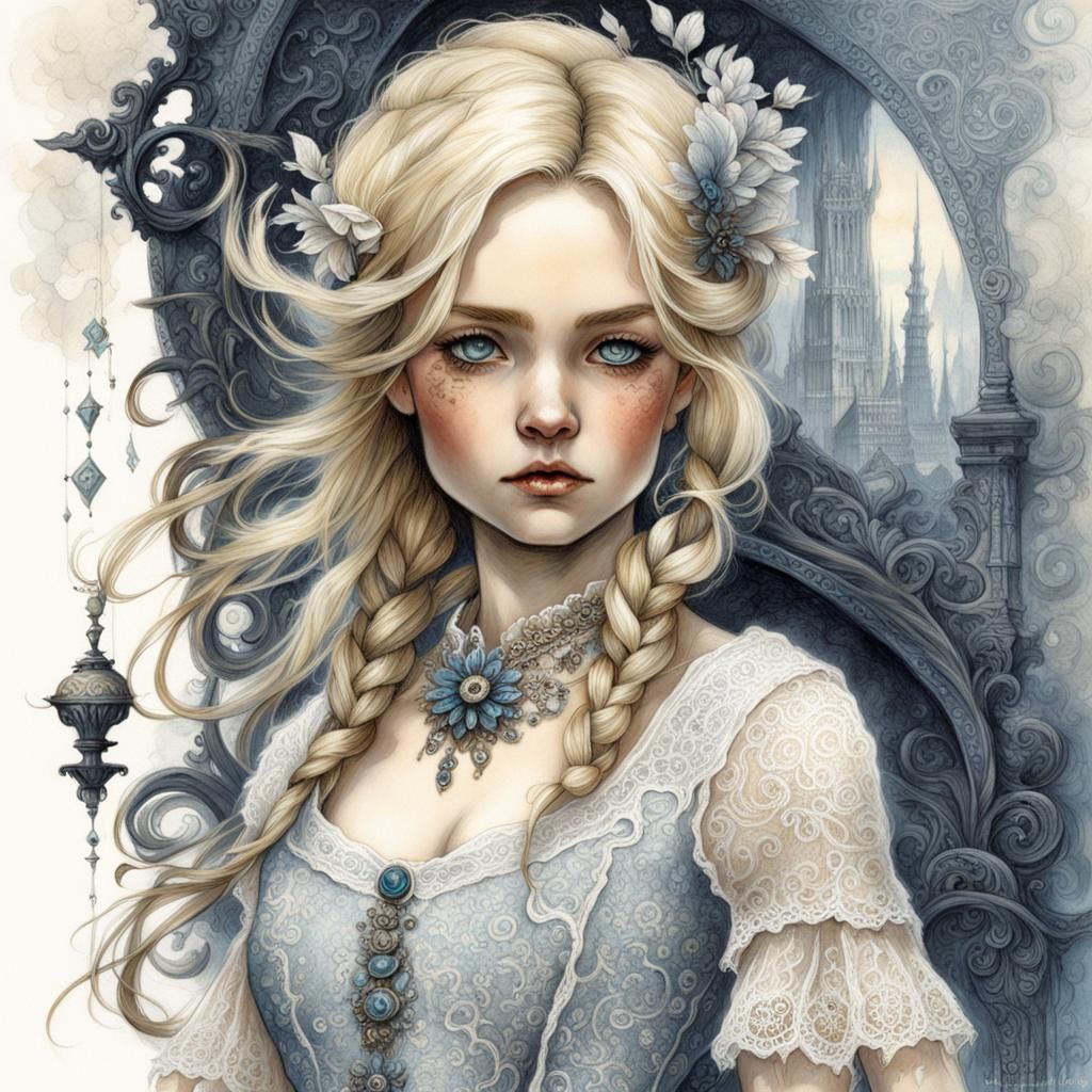 Detailed Norwegian Girl in Dark Fantasy Style