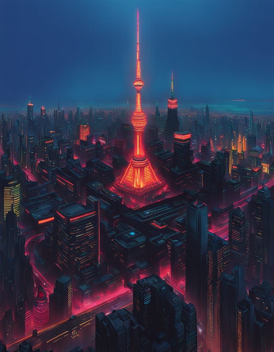 Cyberpunk Megalopolis Neon Cityscape