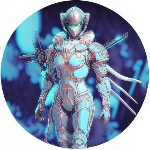 Cyborg Ninja with Mask in Futuristic Style