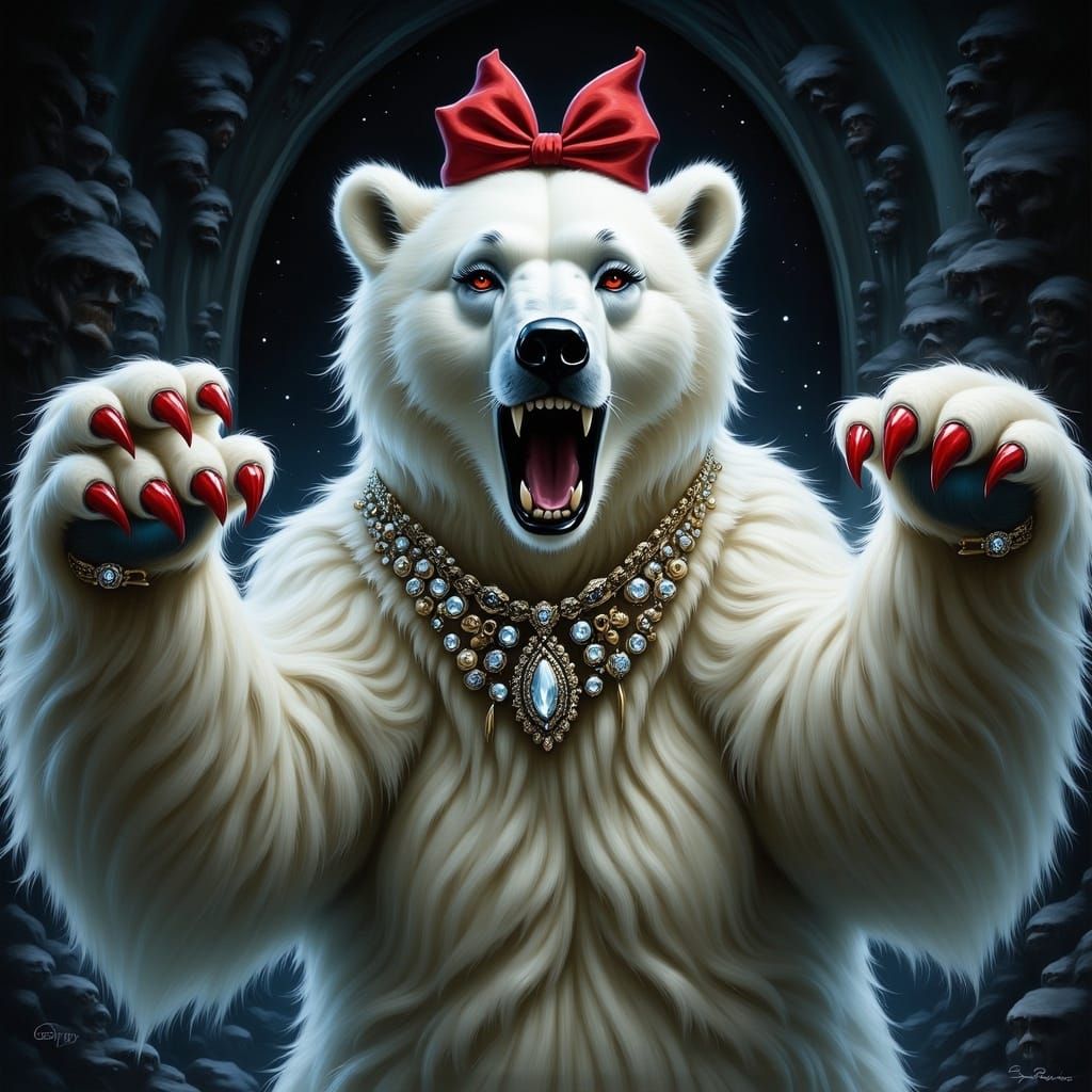 Glamorous Mama Polar Bear Growls Fiercely in Hyperrealistic ...