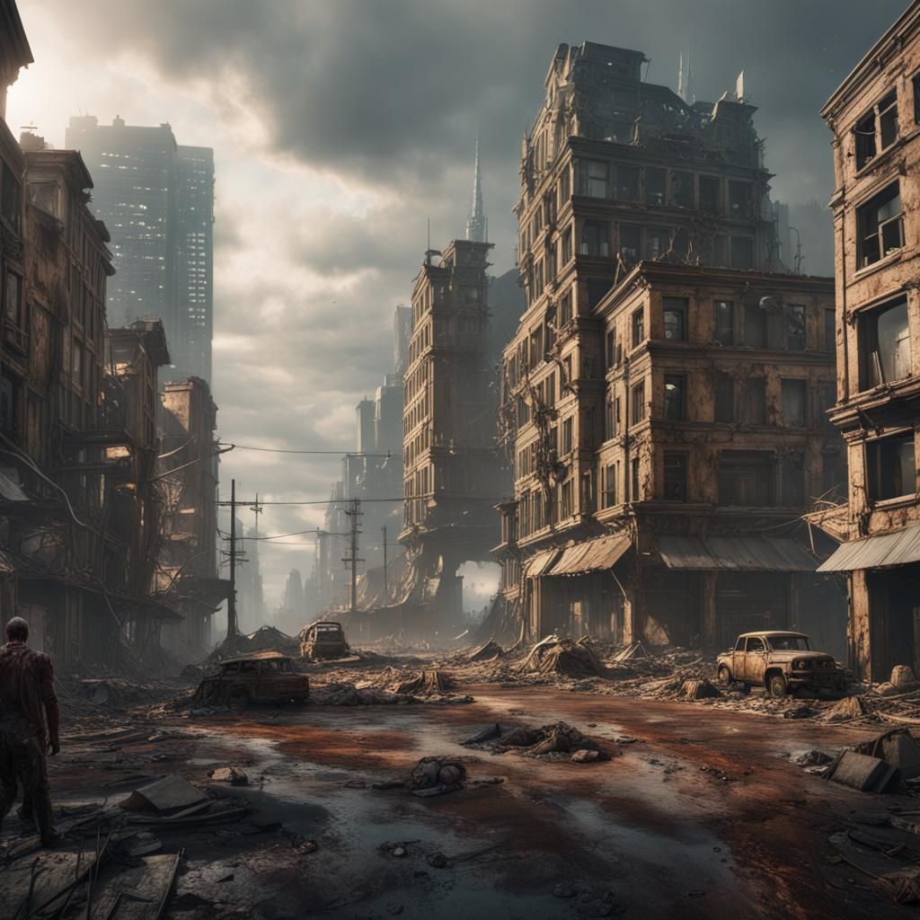 Post-Apocalyptic Zombie City: Detailed Matte Painting
