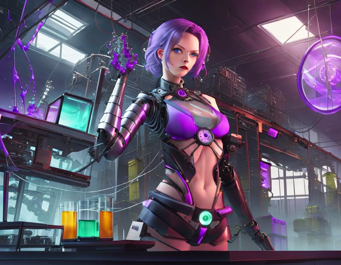 Cyberpunk Mad Scientist with Robotic Arm