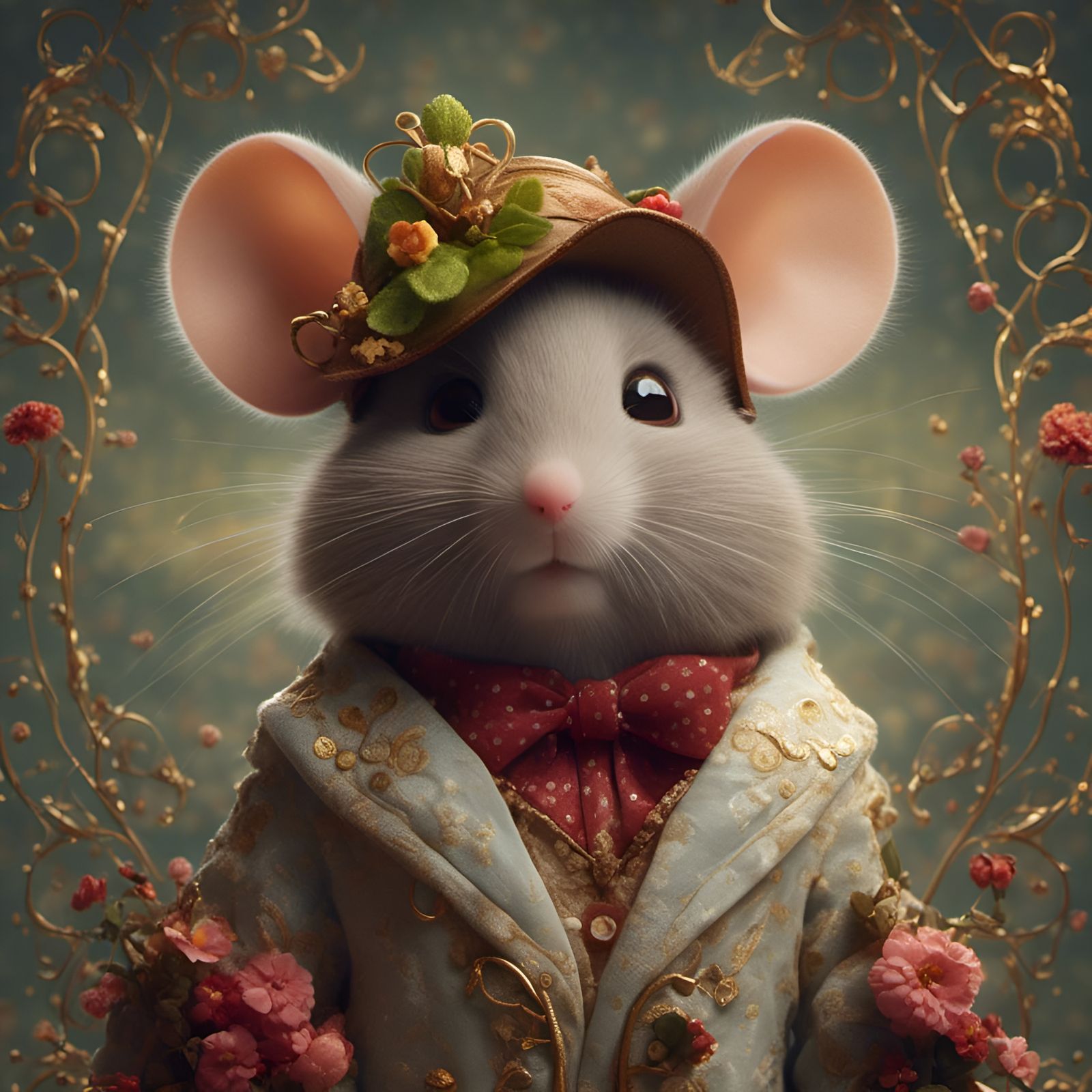 Adorable Mouse Portrait in Fantasy Art Style