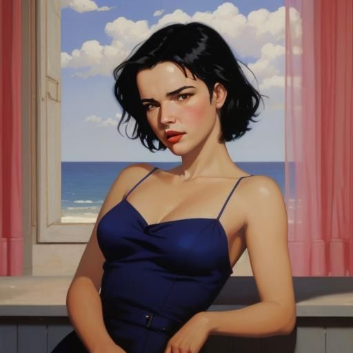 Beatrice Dalle Inspired Oil Painting