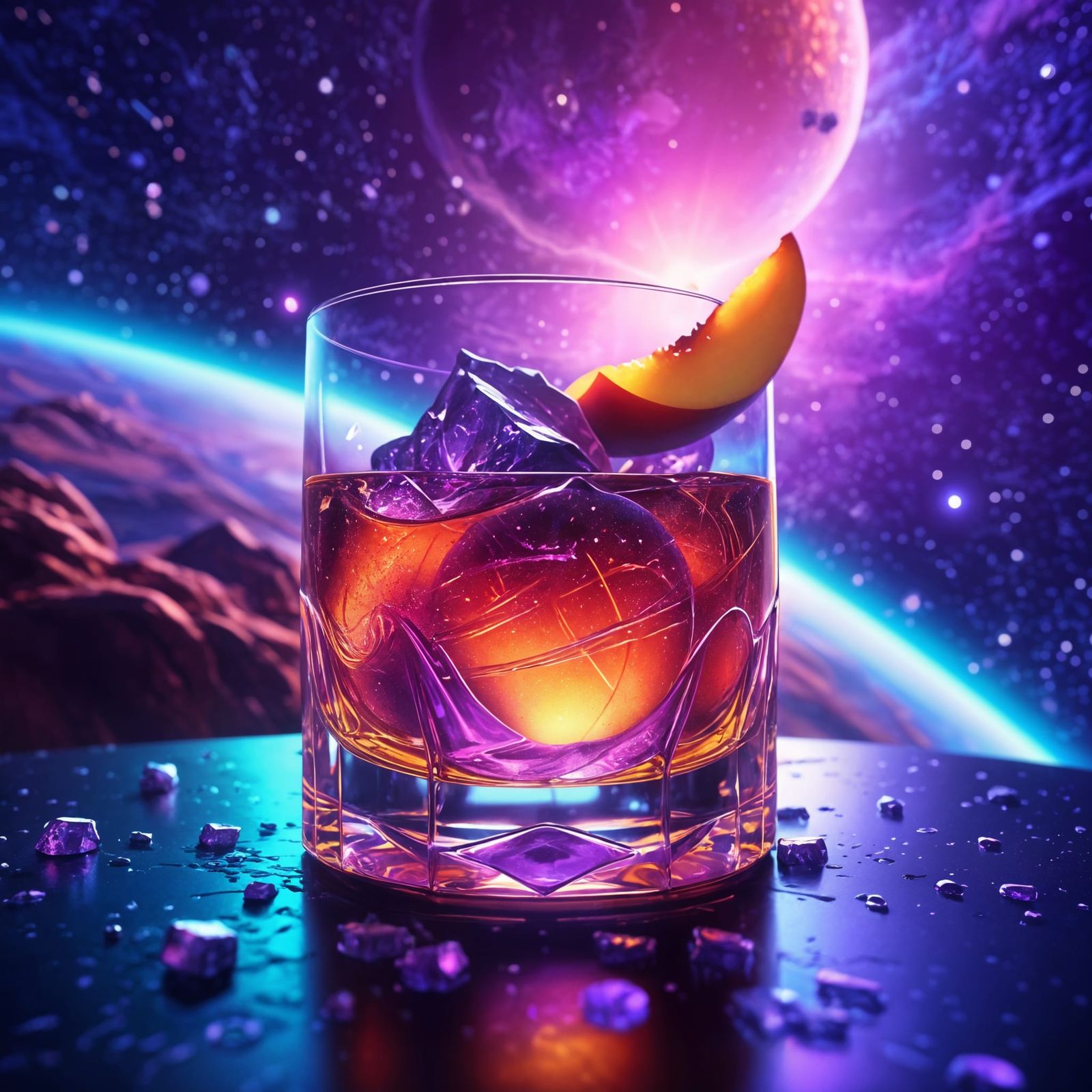 Whisky at Universe Edge Cosmic Illustration