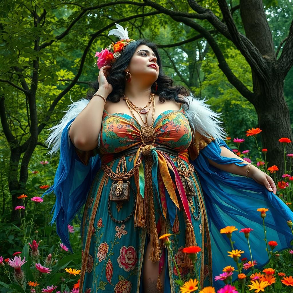 Expressive Woman in Secret Garden: Neo-Impressionist Style