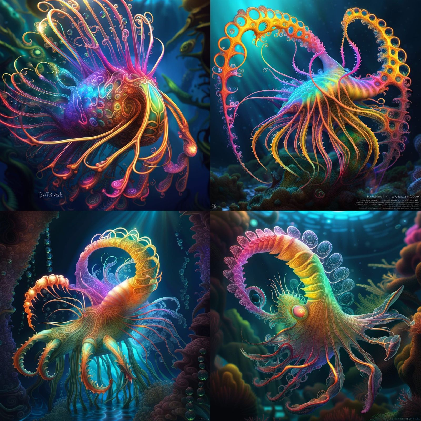 Bioluminescent Shrimp Kingdom: An Underwater 3D Dreamscape