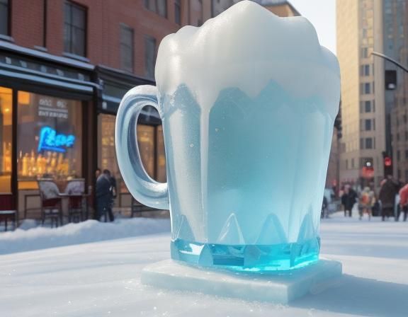 Intricate Ice Sculpture of a Beer Mug