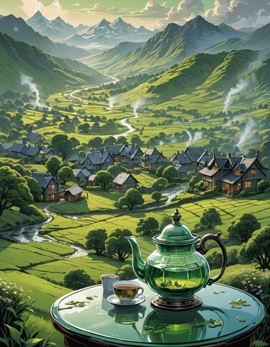 Tea Table in Green Valley: Comic Book Art