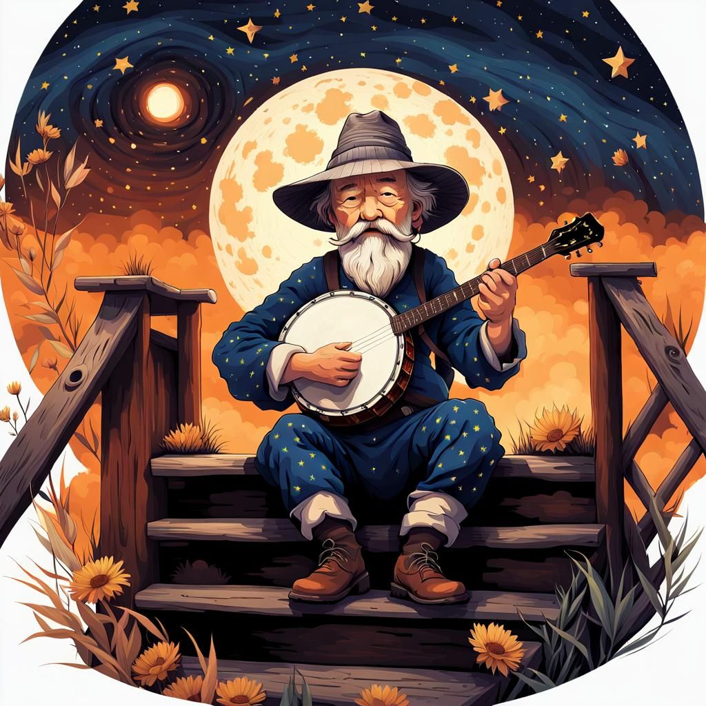 Chibi Farmer's Starry Sunset Banjo Serenade