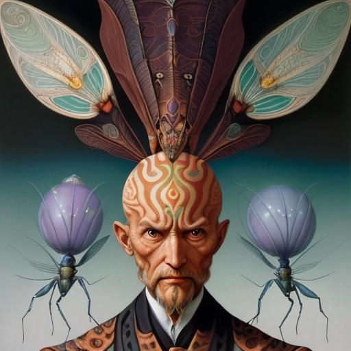Fantastical Insectile Man in Rich Colors