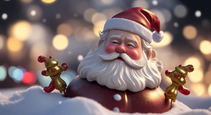 Hyperrealistic Old Toy Santa with Christmas Lights