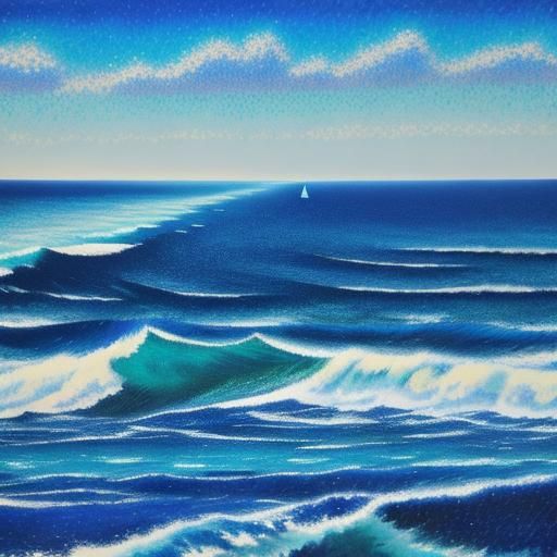 Pointillist Ocean City in Cold Blues