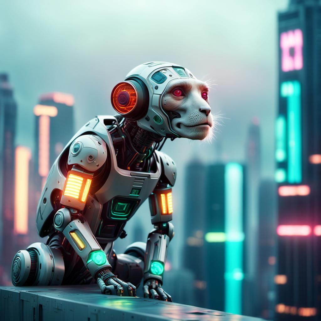 Futuristic Cityscape with Neon Skyscrapers in Matte Painting