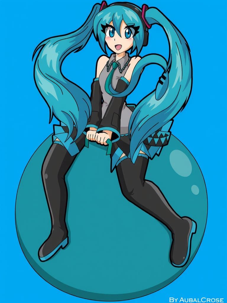 Hatsune Miku Rides a Hopper Ball
