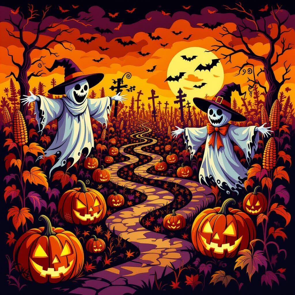 Eerie Halloween Harvest Fractal Art