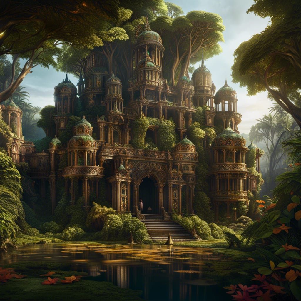 Enchanted Crumbled Tree Palace: Fantasy Concept Art