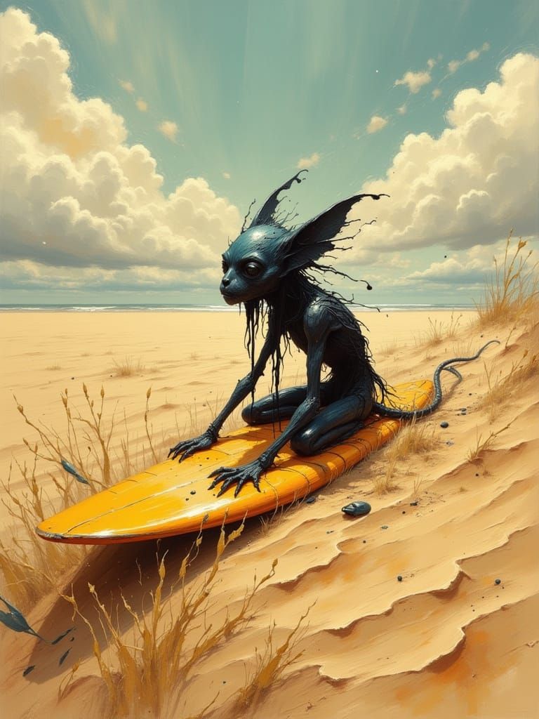 Anubis Surfing on a Sand Dune
