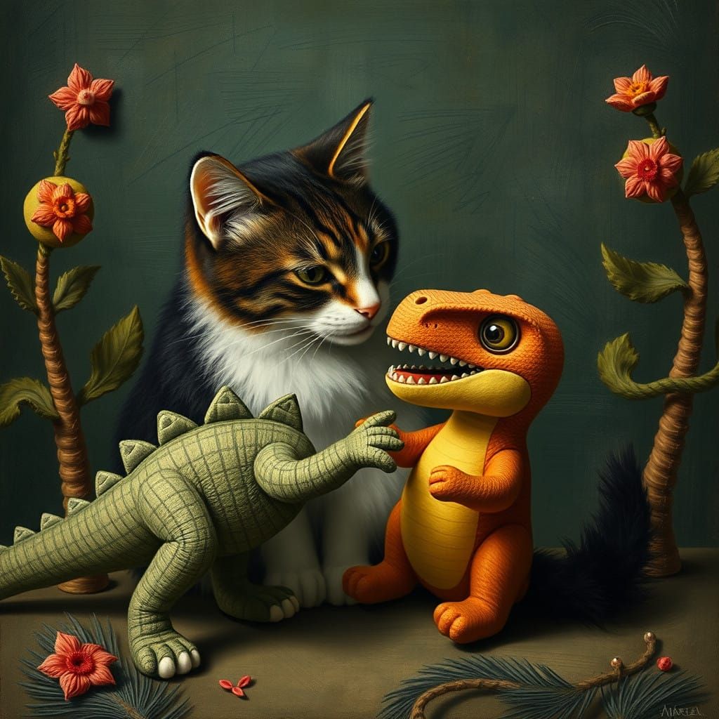 Feline Playful Echoes of Renaissance