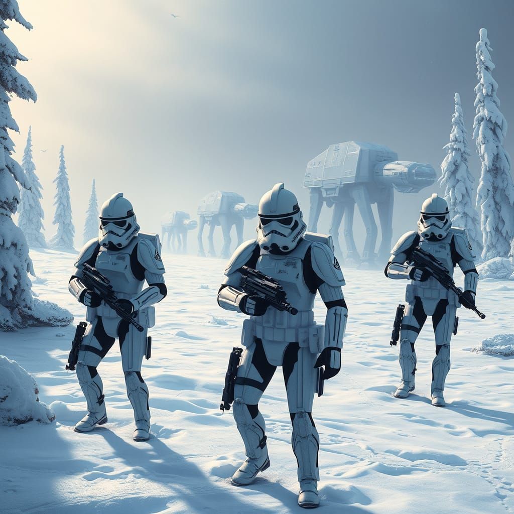 Imperial Snow Troopers on Hoth in Industrial Futurist Style