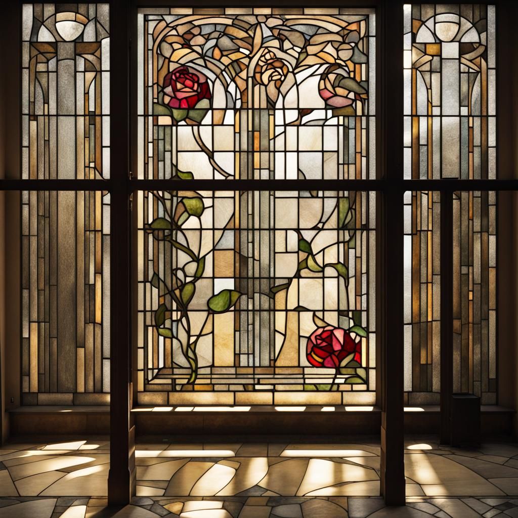 Art deco stained glass window