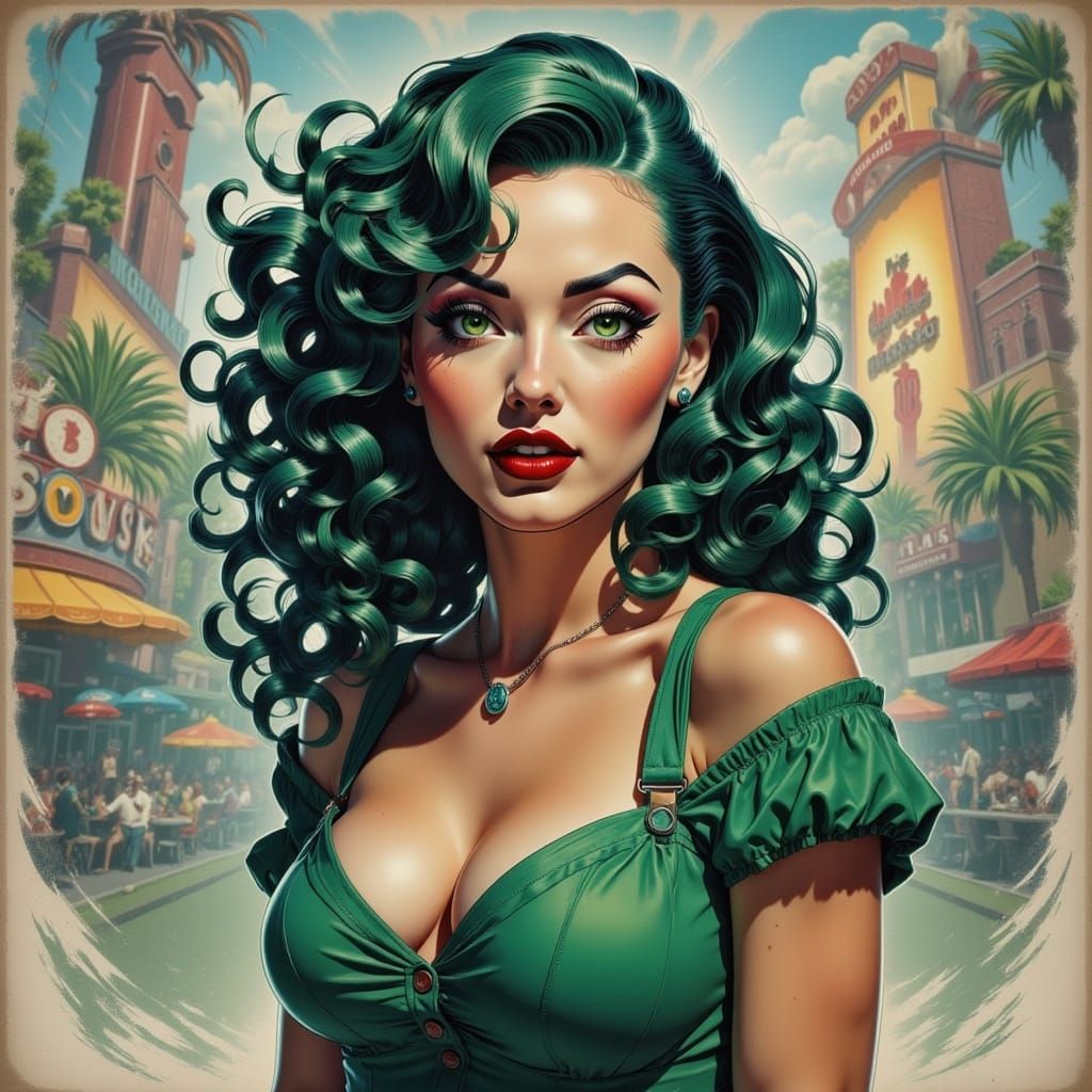 Latina Woman in Vegas: Fantasy Concept Art