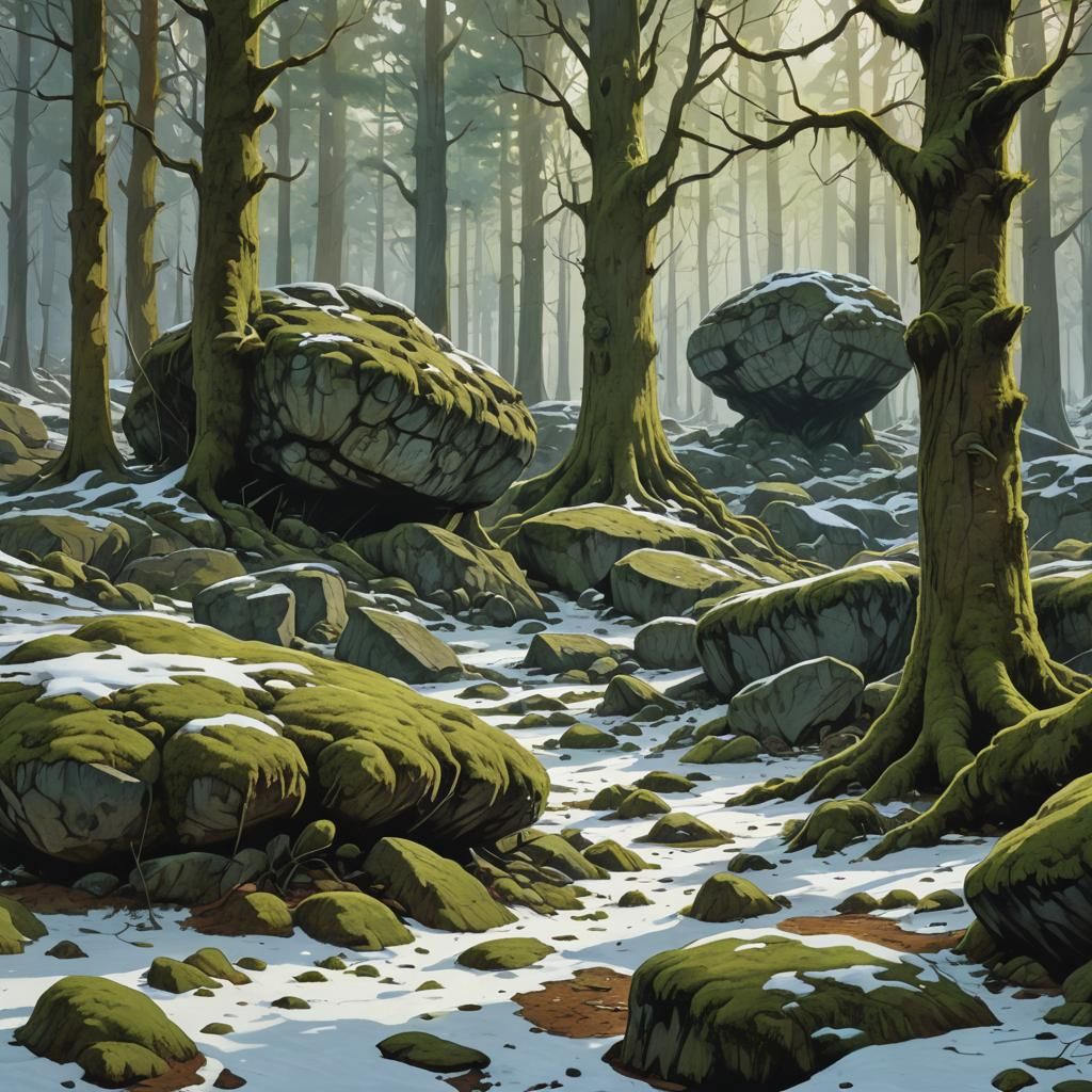 Forest Floor in Art Nouveau Rococo Style