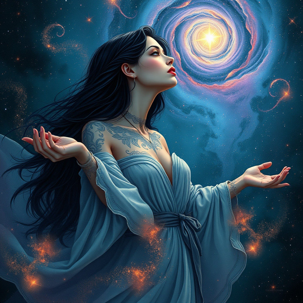Celestial Woman Reaching for the Cosmos