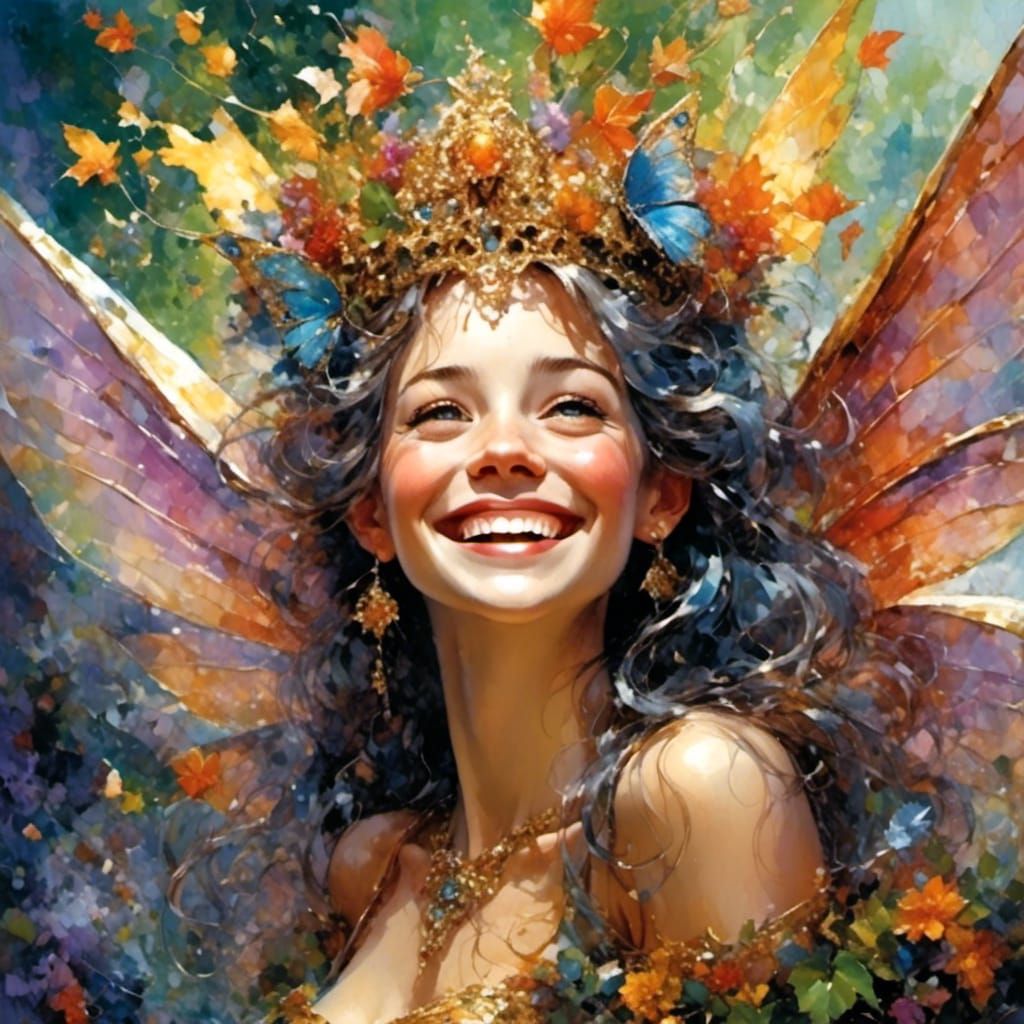 Hyperreal Fairy Queen with a Cheerful Smile
