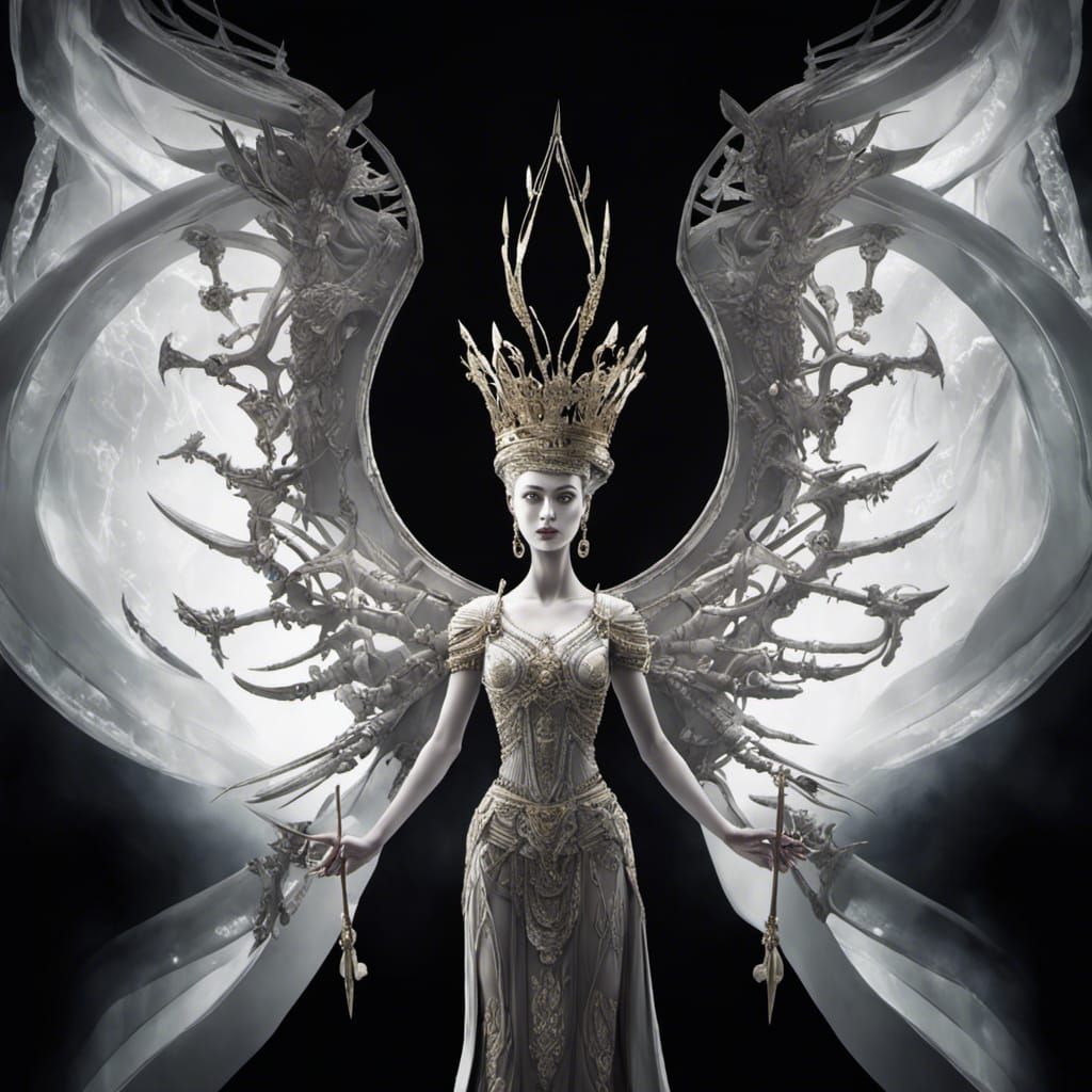 warrior queen wearing War_Glam, crown made of bone, looking at viewer, (illustration), (masterpiece), (best quality), (d...