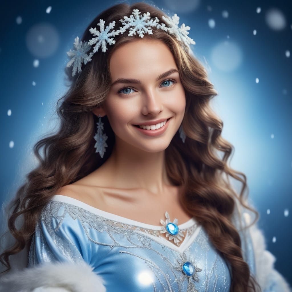 Ethereal Snow Maiden Portrait in Soft Studio Lighting