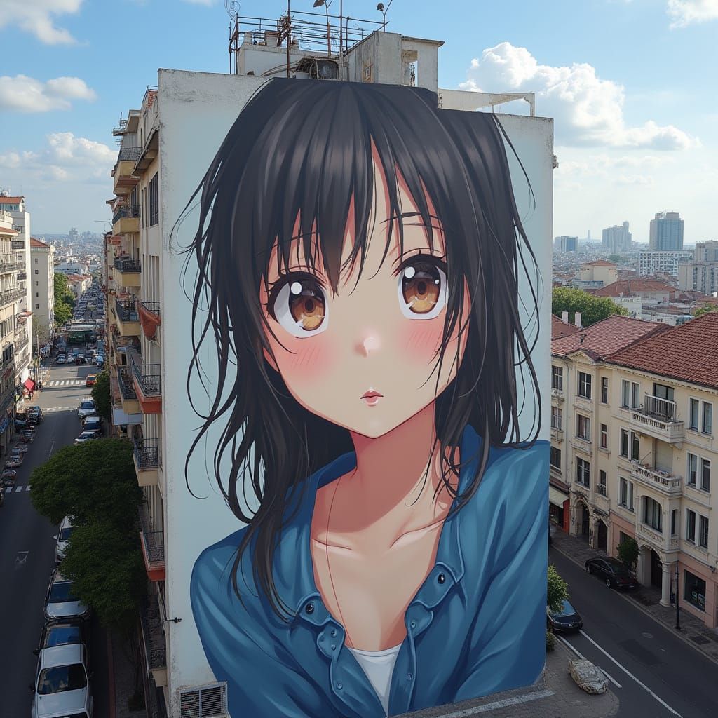 Anime Woman Portrait in Airbrush Style