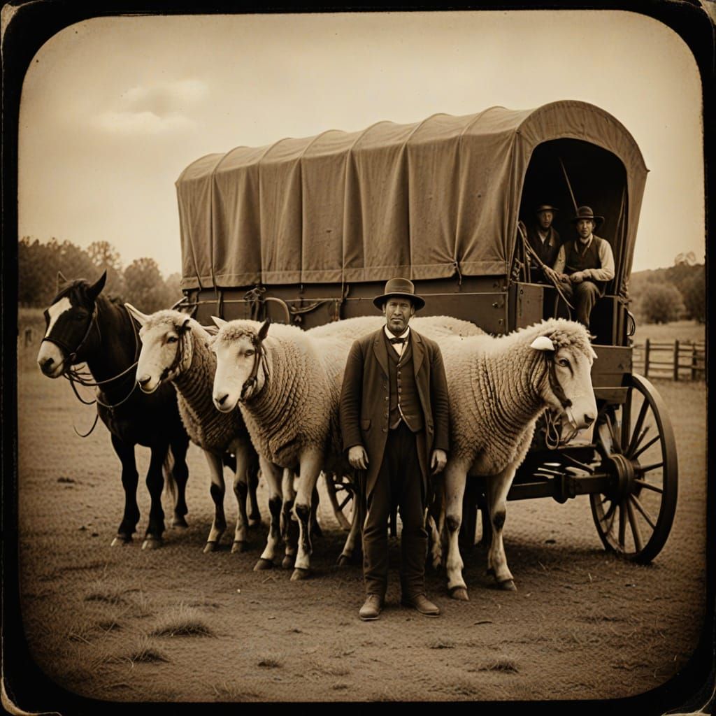 Nervous Sheep and Settlers: A Tintype Photograph