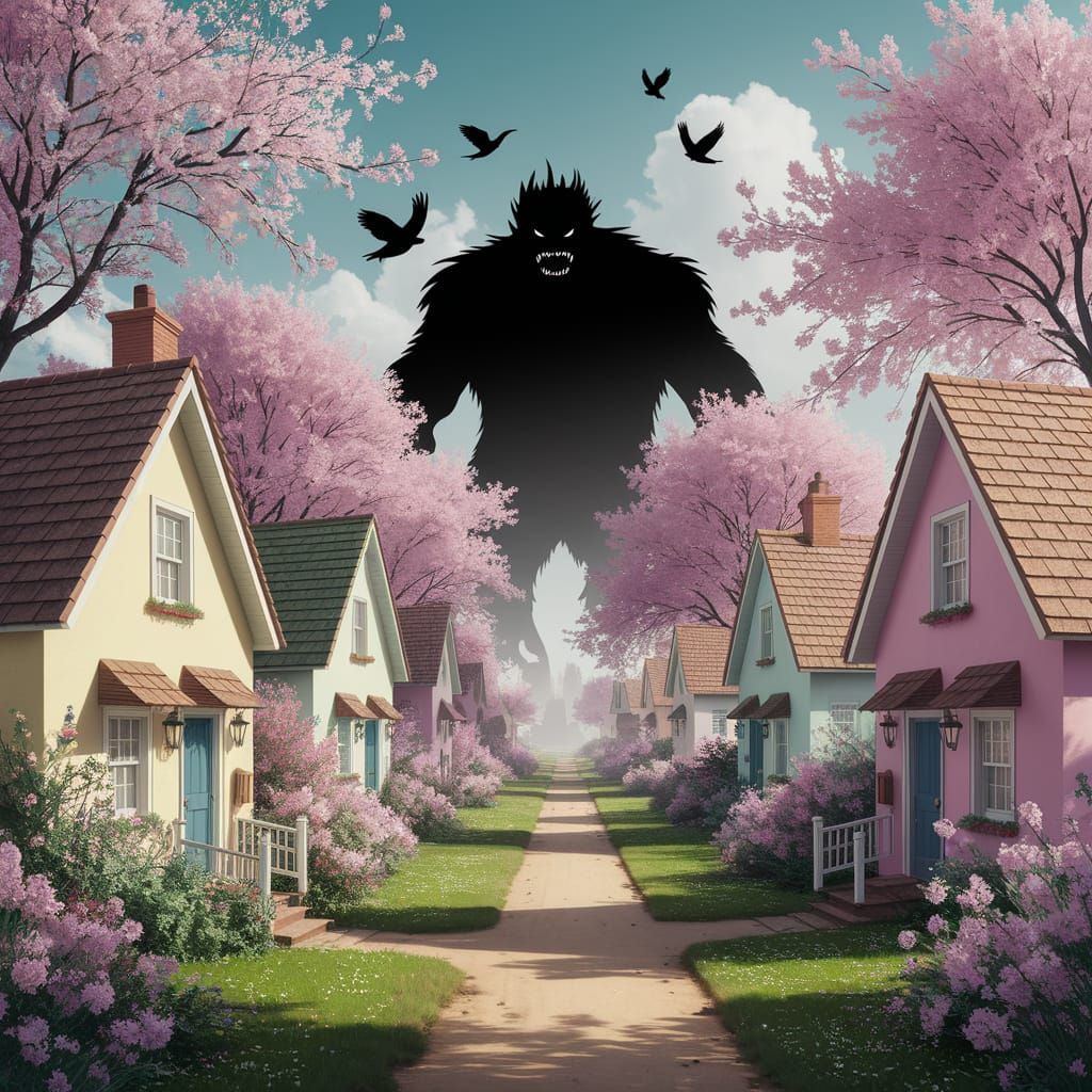 Village Under Threat from a Dark Monster