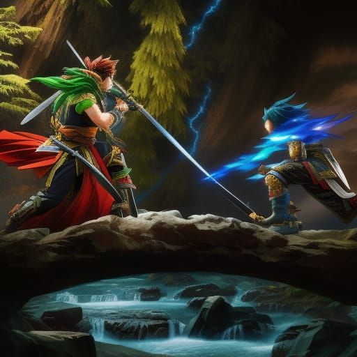 Epic Anime Battle on Stone Bridge
