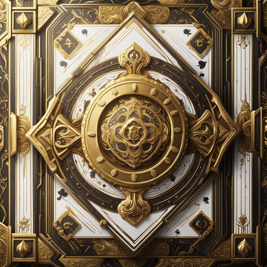 Gold and White Deck of Cards in Matte Painting