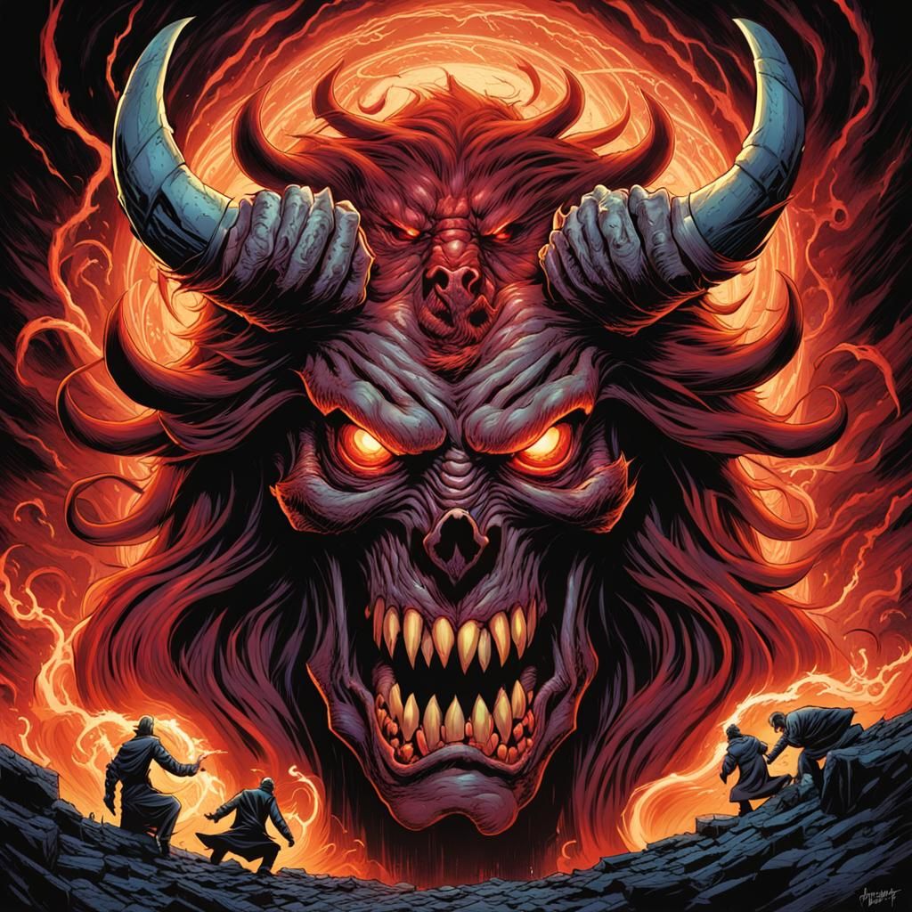 Menacing Demonic Spirit in Comic Book Style