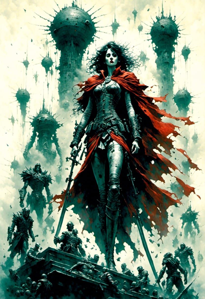 Heroic Figure in Unique Artistic Styles