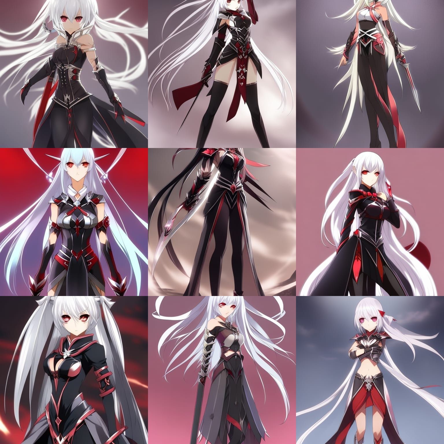 Anime Dark Elf Female with Red Eyes
